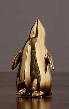 Figuras Decorativas de Pingüinos en Cerámica (Acabado en Oro)
